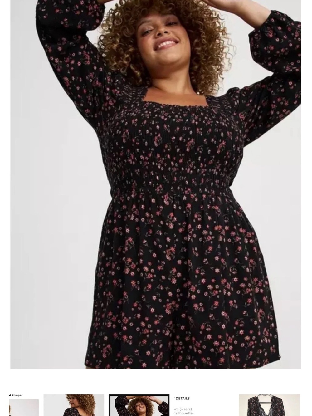 NWT torrid Black Romper with Pink Floral Print 0 - Picture 2 of 6